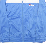 FILA Womens Blue & White Shell Jacket L Polyester Blend Zip Sportswear Casual