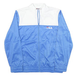 FILA Womens Blue & White Shell Jacket L Polyester Blend Zip Sportswear Casual