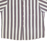 BASIC EDITION Mens White & Burgundy Stripe Short Sleeve Shirt 2XL Cotton Blend