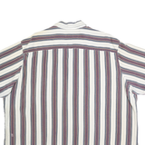 BASIC EDITION Mens White & Burgundy Stripe Short Sleeve Shirt 2XL Cotton Blend
