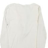 LAUREN RALPH LAUREN Womens White Ruffle Front Cotton Blend Long Sleeve Round