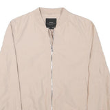 ZARA Womens Beige Bomber Jacket S Polyester Blend Plain Lightweight Zip
