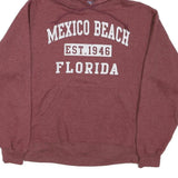 JERZEES Mens Maroon Mexico Beach Florida Pullover Hoodie M Cotton Blend