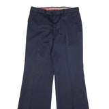 Mens Navy Relaxed Wide-Leg Trousers W32 L35 Formal Classic Zip Pockets