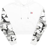 KARL KANI Womens White & Grey Camo Hoodie S Cropped Cotton Blend