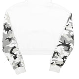 KARL KANI Womens White & Grey Camo Hoodie S Cropped Cotton Blend