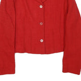 Womens Red Cotton Blend Button Jacket XS Woven Classic Tailored