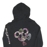 DISNEY Womens Black Cotton Zip Hoodie M Mickey Mouse Print Casual