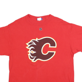 REEBOK Mens Red Calgary Flames Iginla Graphic T-Shirt L Short Sleeve Crew Neck