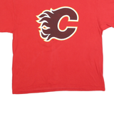 REEBOK Mens Red Calgary Flames Iginla Graphic T-Shirt L Short Sleeve Crew Neck