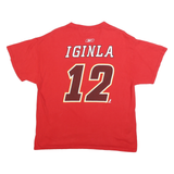REEBOK Mens Red Calgary Flames Iginla Graphic T-Shirt L Short Sleeve Crew Neck