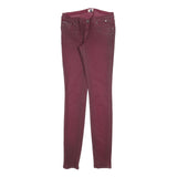 TOMMY HILFIGER Womens Cotton Blend Burgundy Slim Skinny Trousers W27 L34 Stylish