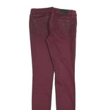 TOMMY HILFIGER Womens Cotton Blend Burgundy Slim Skinny Trousers W27 L34 Stylish