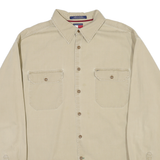 TOMMY HILFIGER Mens Beige Cotton Blend Shirt XL Button Pocket Casual Classic