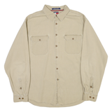 TOMMY HILFIGER Mens Beige Cotton Blend Shirt XL Button Pocket Casual Classic