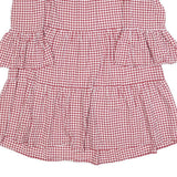 ZARA Womens Red & White Gingham Day Cotton Blend Dress XS Ruffle Sleeve Short