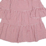 ZARA Womens Red & White Gingham Day Cotton Blend Dress XS Ruffle Sleeve Short