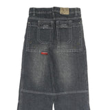 COCKY Mens Regular Fit Black Denim Jeans W26 L24 Embroidered Patchwork Zip