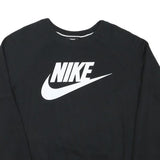 NIKE Mens Black Crew Neck S Sweatshirt Cotton Blend Logo Print