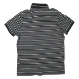 TOMMY HILFIGER Mens Black & Grey Striped Short Sleeve Polo Shirt M Classic