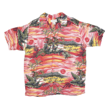 FALLS CREEK Mens Red Summer Print Hawaiian Shirt L Beach Tropical