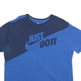 NIKE Mens Blue & Navy Graphic T-Shirt 2XL Short Sleeve Crew Neck Sportswear