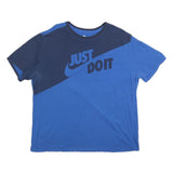 NIKE Mens Blue & Navy Graphic T-Shirt 2XL Short Sleeve Crew Neck Sportswear