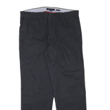 TOMMY HILFIGER Mens Cotton Blend Black Regular Fit Straight Leg Trousers W36 L32