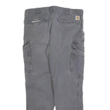 CARHARTT Mens Grey Relaxed Fit Cargo Trousers W38 L31 Durable Cotton Blend