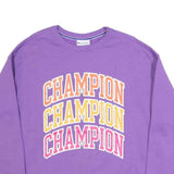 CHAMPION Womens Purple Cotton Blend Crew Neck XL Logo Sweatshirt Casual Pullover