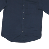 CHAPS Mens Navy Blue Cotton Blend Shirt L Button-Down Collar Short Sleeve Casual
