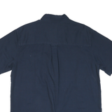 CHAPS Mens Navy Blue Cotton Blend Shirt L Button-Down Collar Short Sleeve Casual