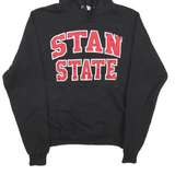 CHAMPION Mens Black Stan State Pullover Hoodie XS Cotton Blend Casual Sportswear