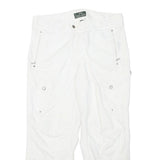 LAUREN RALPH LAUREN Womens White Cotton Blend Regular Tapered Trousers W30 L26