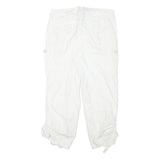 LAUREN RALPH LAUREN Womens White Cotton Blend Regular Tapered Trousers W30 L26