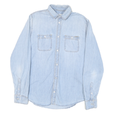PEPE JEANS Mens Light Blue Shirt L Cotton Blend Classic Denim Style Casual