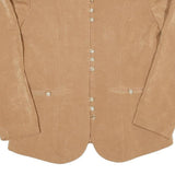Womens Beige Cotton Blend Button Jacket S Plain Classic Stylish Retro