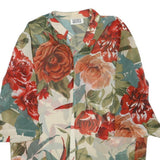 FRANCO BEETLE Womens Floral Print Short Sleeve Collar Top S Summer Casual