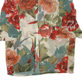FRANCO BEETLE Womens Floral Print Short Sleeve Collar Top S Summer Casual