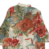 FRANCO BEETLE Womens Floral Print Short Sleeve Collar Top S Summer Casual