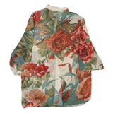 FRANCO BEETLE Womens Floral Print Short Sleeve Collar Top S Summer Casual