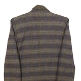 DAVID N Womens Olive Green & Purple Checked Wool Blend Button Jacket M Woven