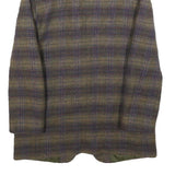 DAVID N Womens Olive Green & Purple Checked Wool Blend Button Jacket M Woven