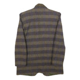 DAVID N Womens Olive Green & Purple Checked Wool Blend Button Jacket M Woven