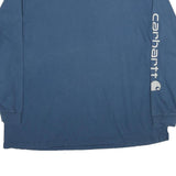 CARHARTT Mens Blue Long Sleeve Crew Neck Cotton T-Shirt 2XL Logo Print