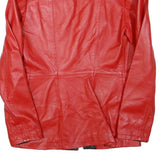 Womens Red Faux Leather Jacket S Zip Plain Stylish Slim Fit Outerwear