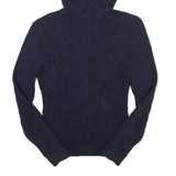 NAUTICA Womens Navy Zip Hoodie Jacket M Cotton Blend Cable Knit Casual
