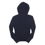 NAUTICA Womens Navy Zip Hoodie Jacket M Cotton Blend Cable Knit Casual