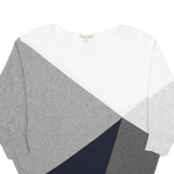 PHASE EIGHT Womens White Grey Navy Colourblock Plain Crew Neck Basic Knit M
