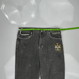 Anchor Embroidery Coogi Wide Leg Graphic Jeans - 36W 30L Gray Cotton